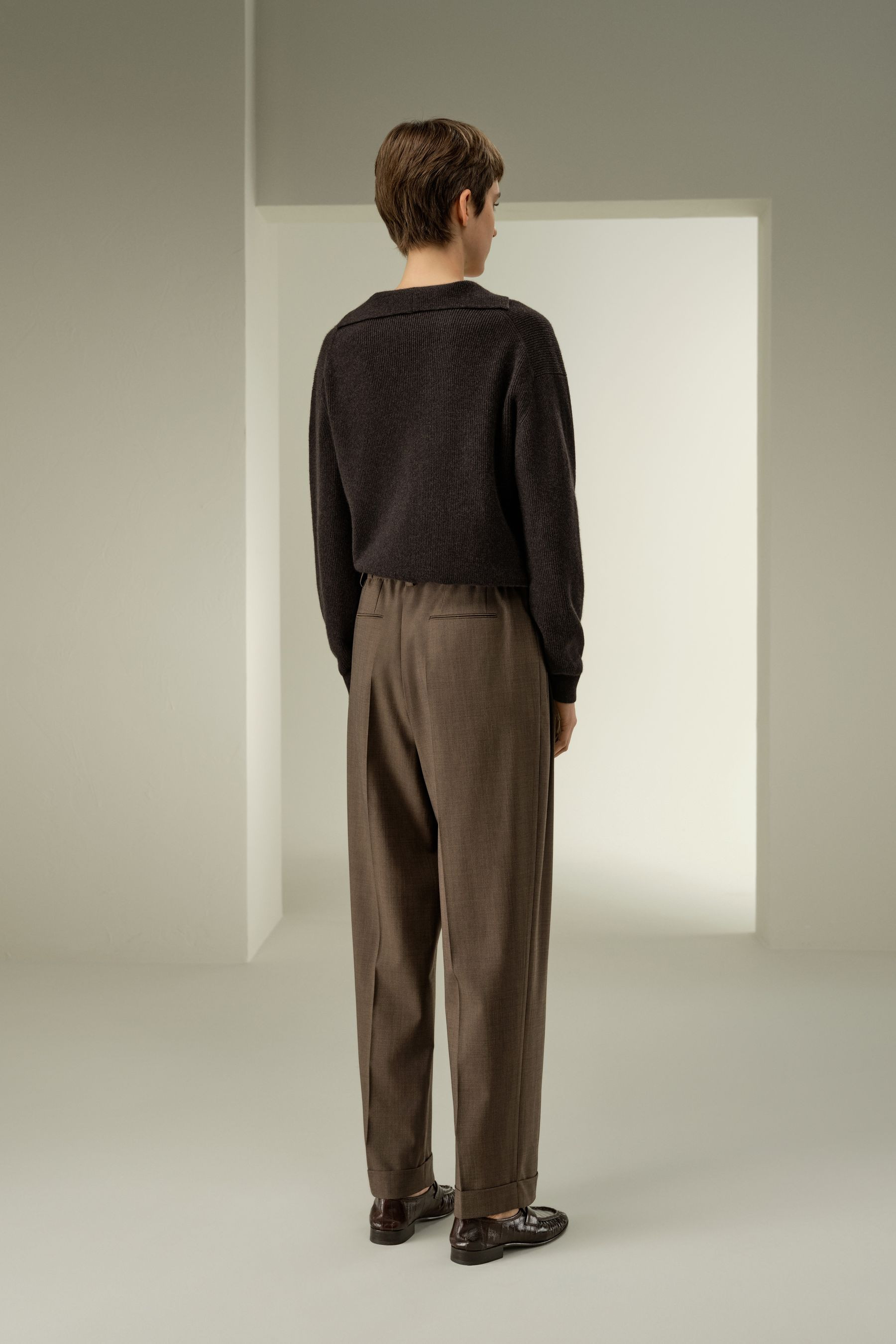 Ribbed Cashmere Polo Sweater | LILYSILK