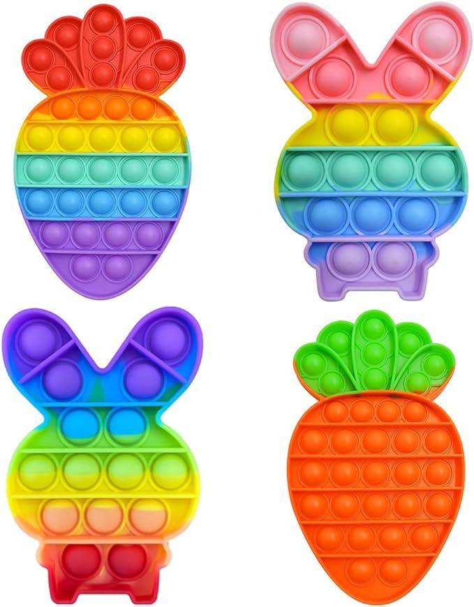 4 Packs Easter Rabbit Pop Fidgets Toys - Push it Bubbles Popper Fidget Toy For Bunny Rabbit Carro... | Amazon (US)