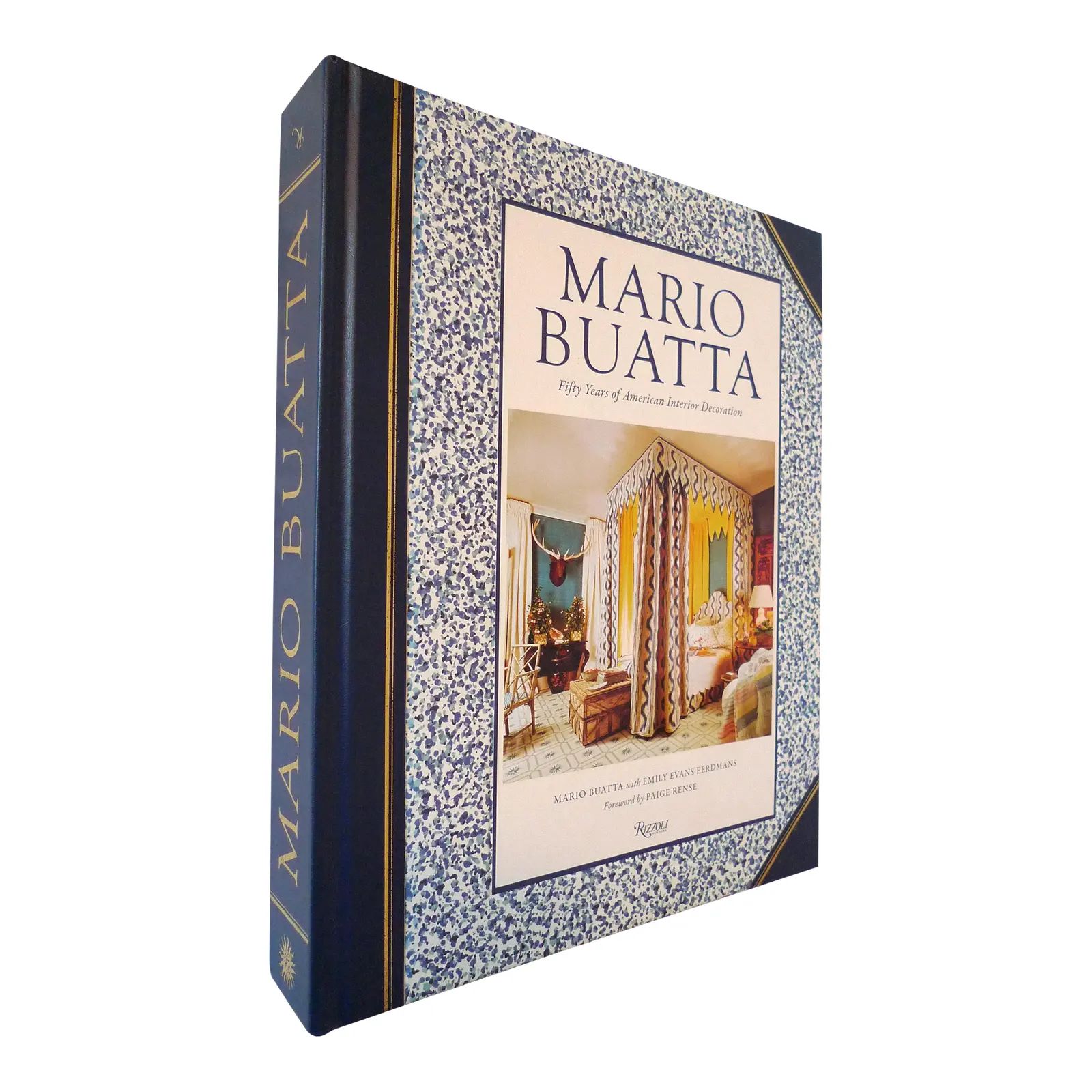 2010s Illustrated Faux Leather Book, Mario Buatta - Fifty Years of American Interior Decoration | Chairish