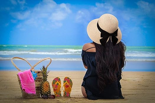 Packable UPF Straw Sunhat Women Summer Beach Wide Brim Fedora Travel Hat 54-59CM | Amazon (US)