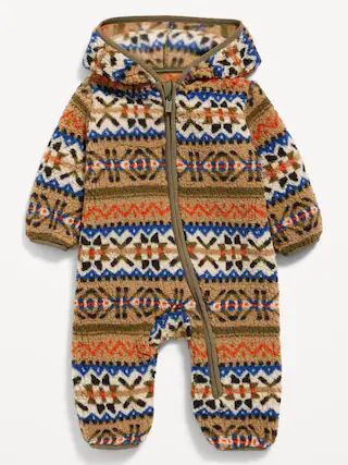 Cozy Unisex Printed Sherpa Hooded One-Piece for Baby | Old Navy (US)