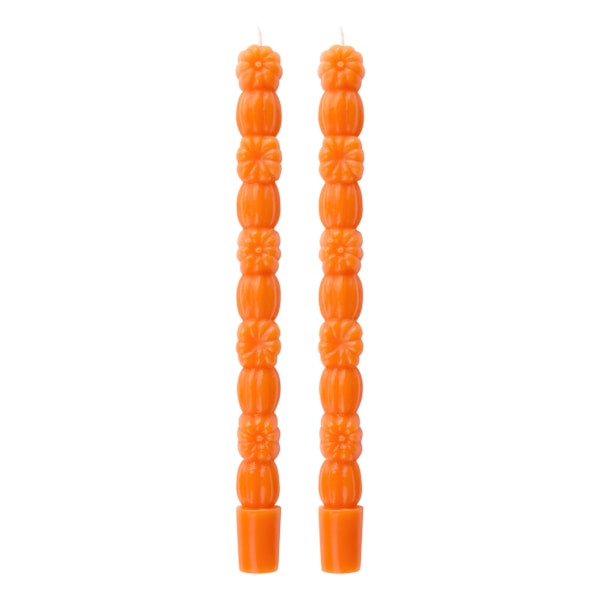2-Count Pumpkin Taper Candles, 10", Orange, Wax, sold by At Home | At Home