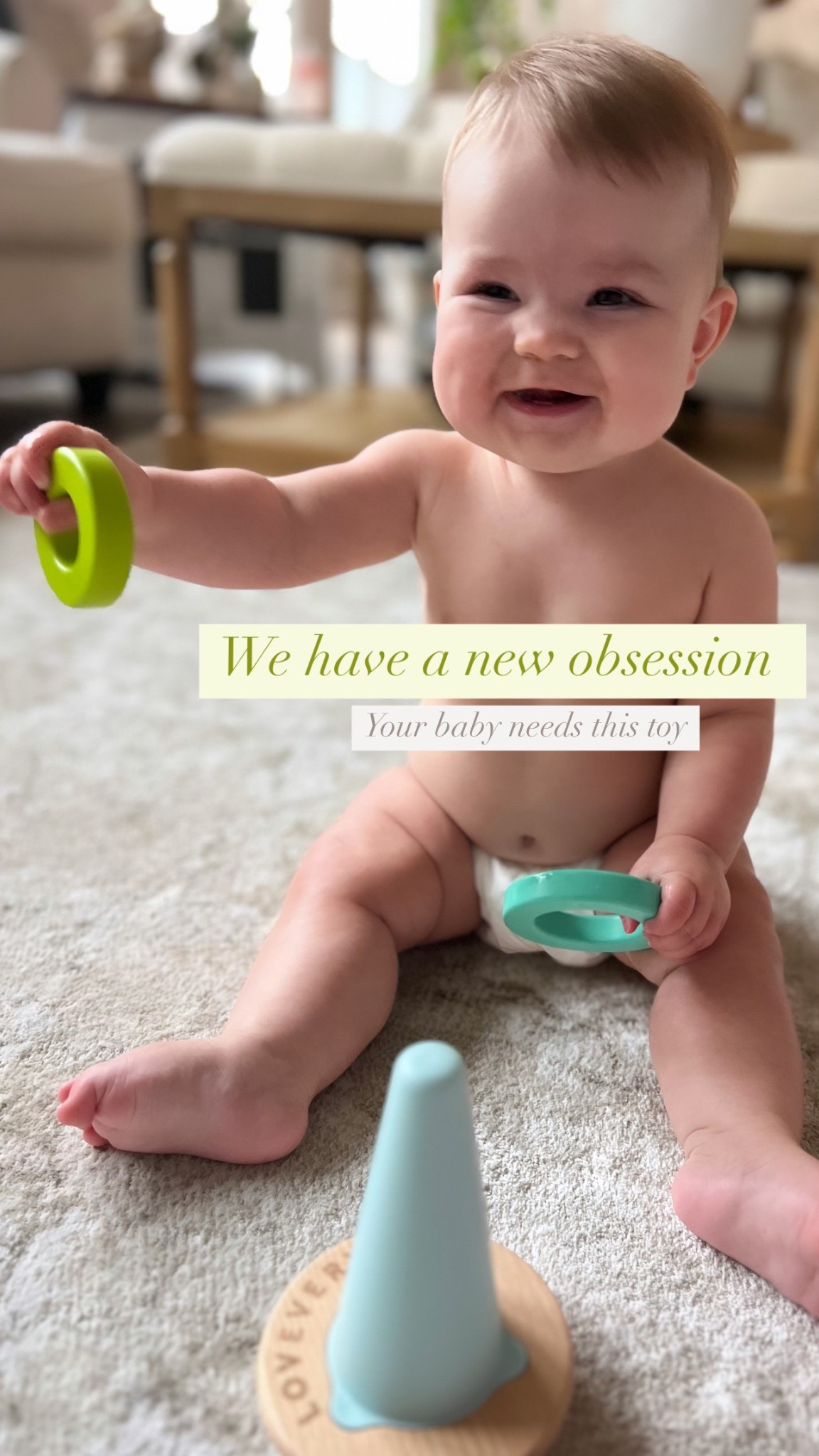 This wobble ring stacker is a new obsession for my almost 7 month old. She loves playing with the rings to make noise, playing with the wobble base and watching it move and has even started to try to actually stack the rings. 

This is a MUST!! We have loved every single lovevery item that our girl has so far. 

#LTKKids #LTKFamily #LTKBaby