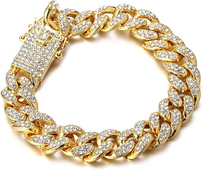 Halukakah Diamond Cuban Link Chain for Women - CARAT - 18k Real Gold/Rose Gold/Platinum Plated Ne... | Amazon (US)