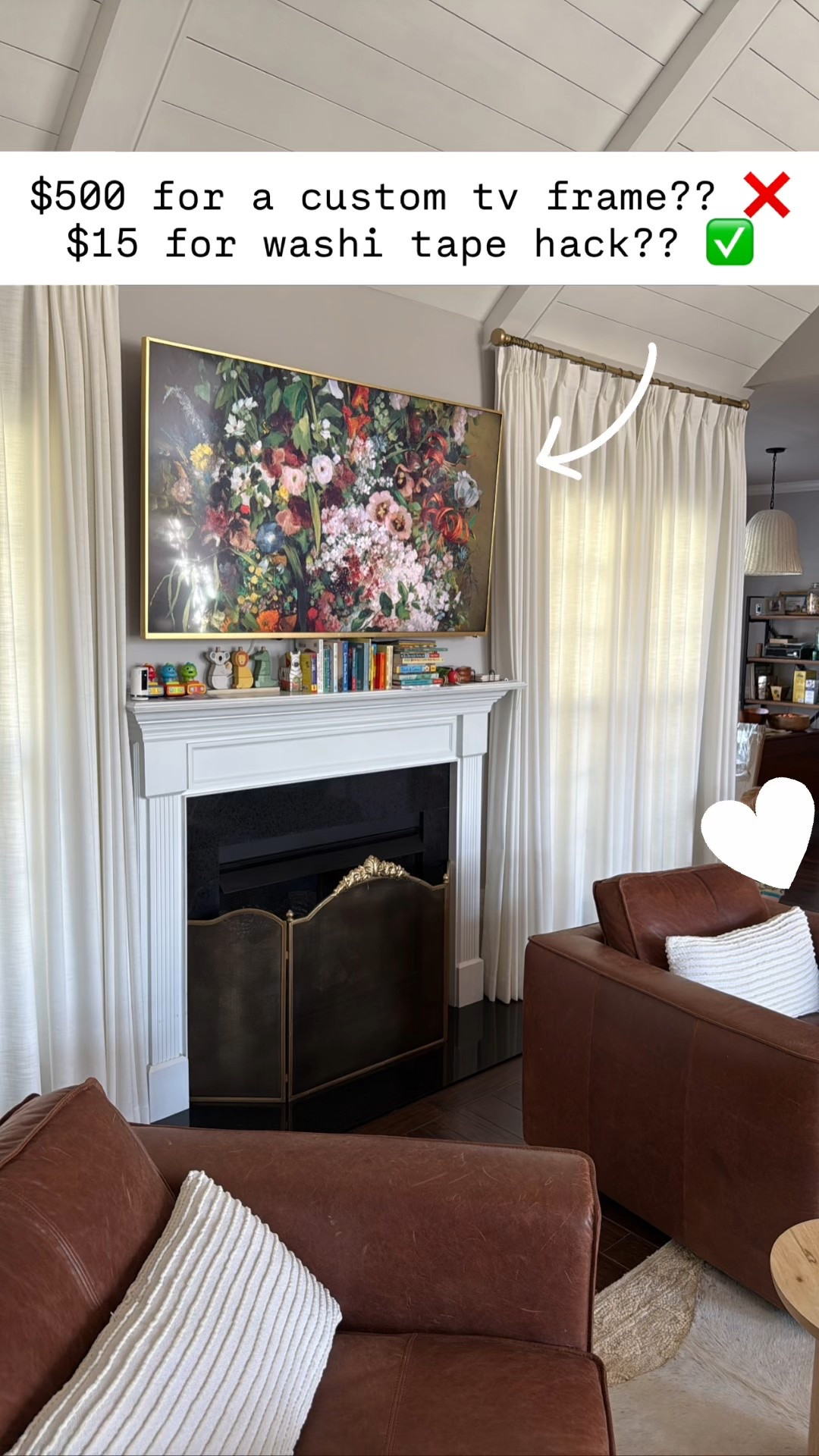 $15 to wrap my 📺 border with washi tape felt like a lot less of a commitment than a $500 custom tv frame, and I think it turned out pretty great!