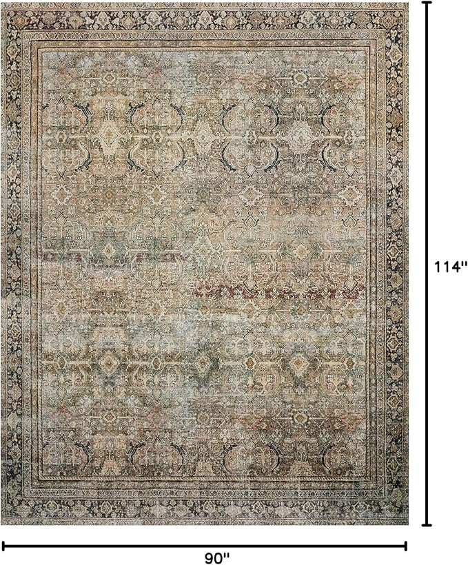 Loloi Layla Collection LAY-03 Olive/Charcoal 7'-6" x 9'-6" .13" Thick Area Rug, Soft, Durable, Vi... | Amazon (US)