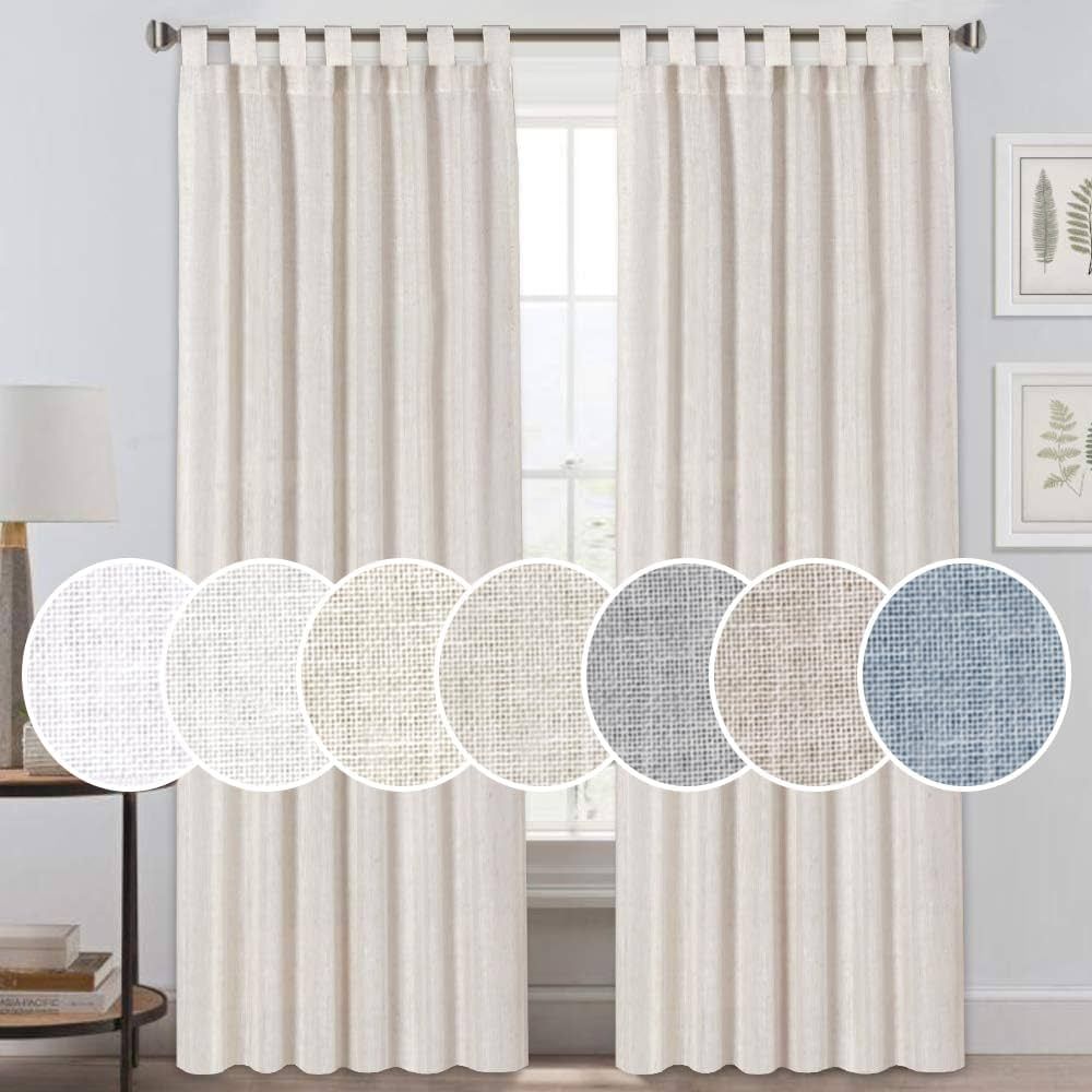 PrinceDeco Natural Linen Blended Curtains Tab Top Linen Curtains for Living Room Home Decor Soft ... | Amazon (US)
