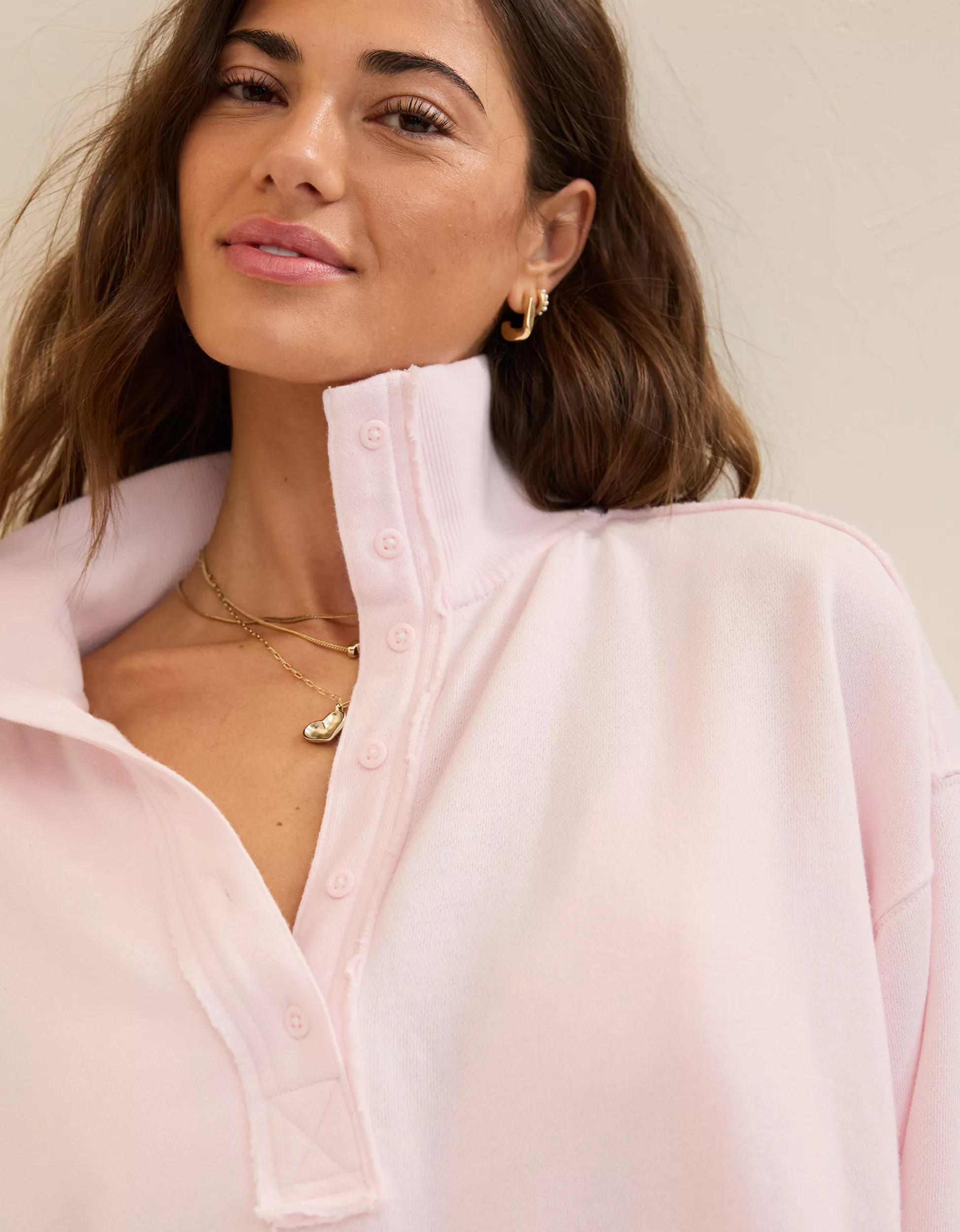 Aerie Vintage Popover Polo Sweatshirt | Aerie