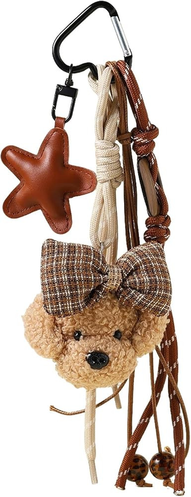 Brown Bag Charms for Women, Kawaii Plush Handbag Accessories | Amazon (US)