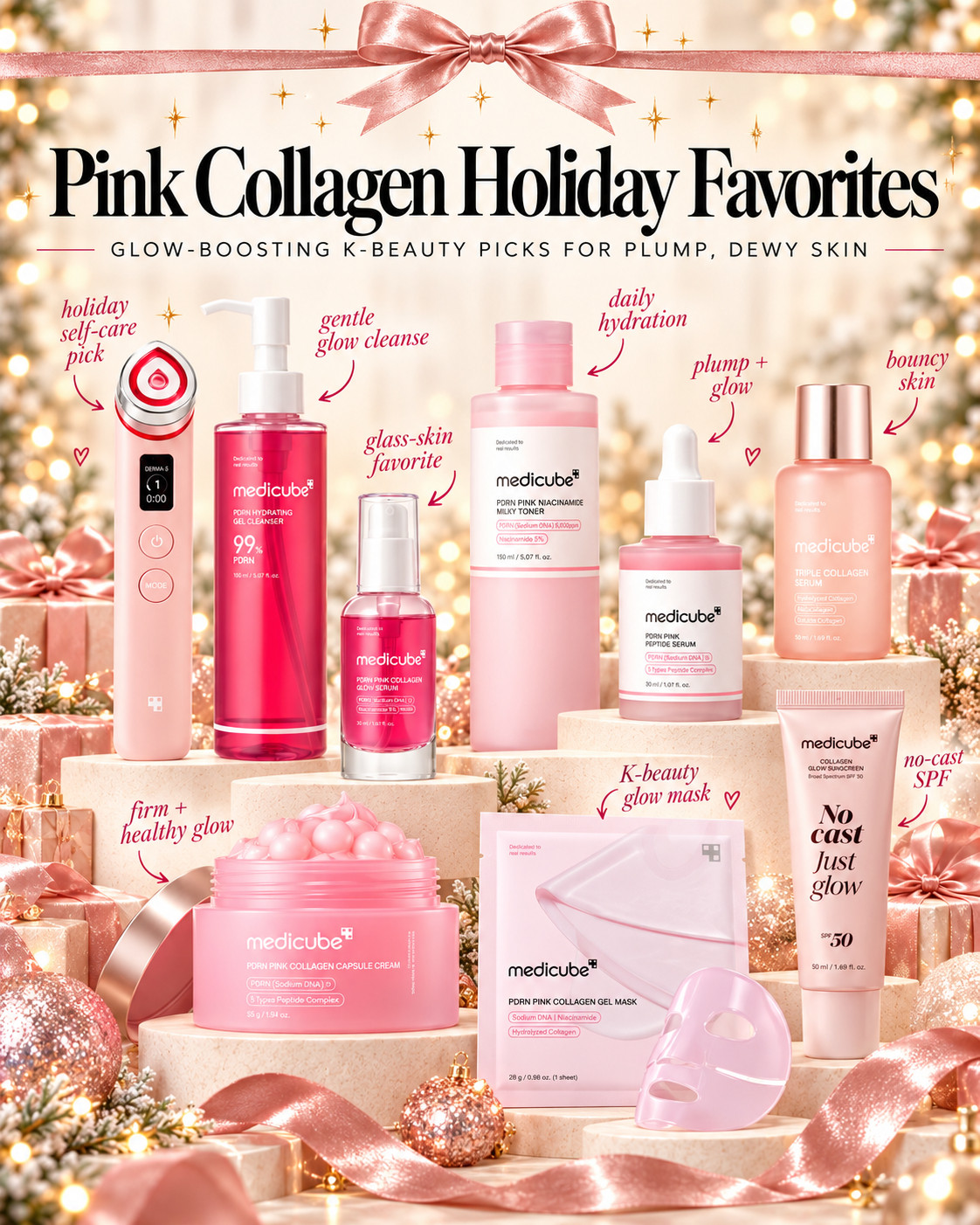 If you know someone obsessed with glowy, bouncy, glass-looking skin… this is basically their dream gift list. 🎀✨ 

Medicube’s pink skincare lineup has everything from everyday staples to fun K-beauty treatments that actually feel exciting to unwrap.

A few standouts:
✨ Pink Collagen Glow Serum — glass-skin glow
💗 Pink Niacinamide Milky Toner — easy daily skin prep
💧 Pink Peptide Serum — plump, dewy finish
💆‍♀️ Pink Collagen Gel Mask — self-care favorite
✨ Age-R Booster Pro — the splurge-worthy pick

Such a cute gift idea for a K-beauty lover, skincare gift basket — or your own holiday wishlist. 🎁

📌 Save for K-beauty gifts + holiday skincare finds!

Everything is Linked! ↓

#LTKSaleAlert #LTKBeauty #LTKTravel