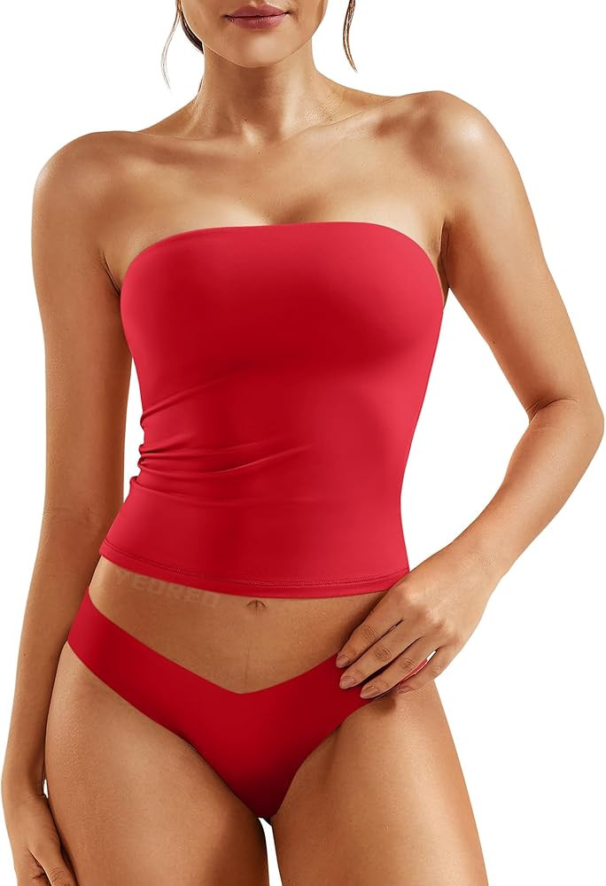 YEOREO Sophie Women Sexy Long Tube Tops Double Lined Basic Y2K Summer Cute Strapless Fitted Bande... | Amazon (US)