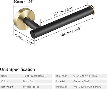 Bathroom Toilet Paper Holder Black & Gold SUS304 Stainless Steel Tissue Paper Roll Holder Wall Mo... | Amazon (US)