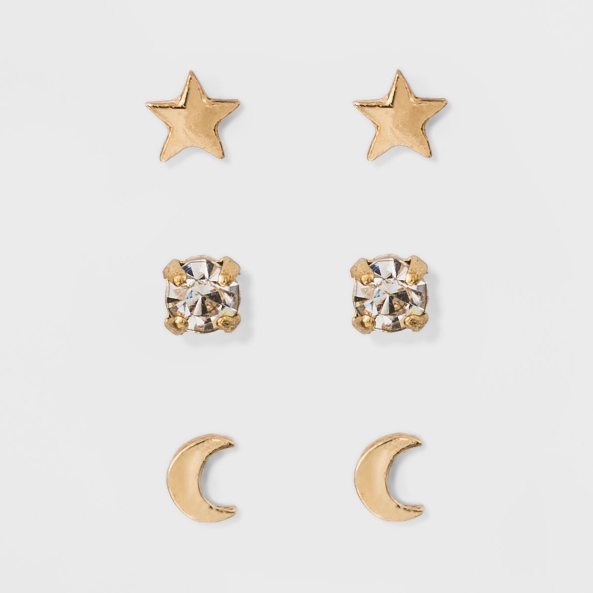 Moon and Star Stud Earring Set 3ct - A New Day™ Gold | Target