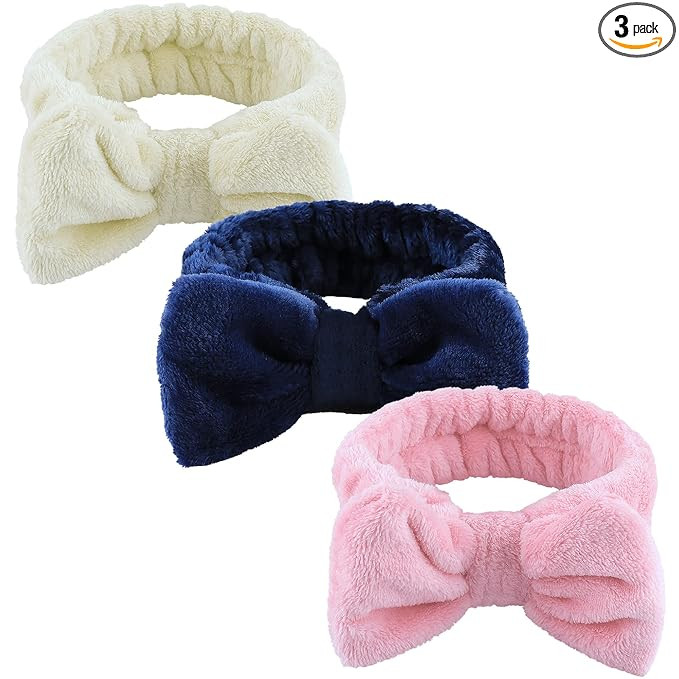 WSYUB 3Pcs Spa Headband, Makeup Headband for Washing Face, Bow Headbands for Women, Fluffy Skinca... | Amazon (US)