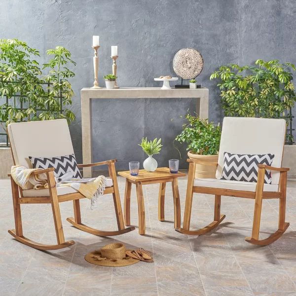 Sesco Solid Wood 2 - Person Seating Group with Cushions | Wayfair North America
