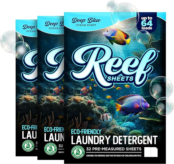 Reef Sheets Laundry Detergent Sheets, 192 loads, Hypoallergenic & Plastic-Free Eco-Friendly Packa... | Amazon (US)
