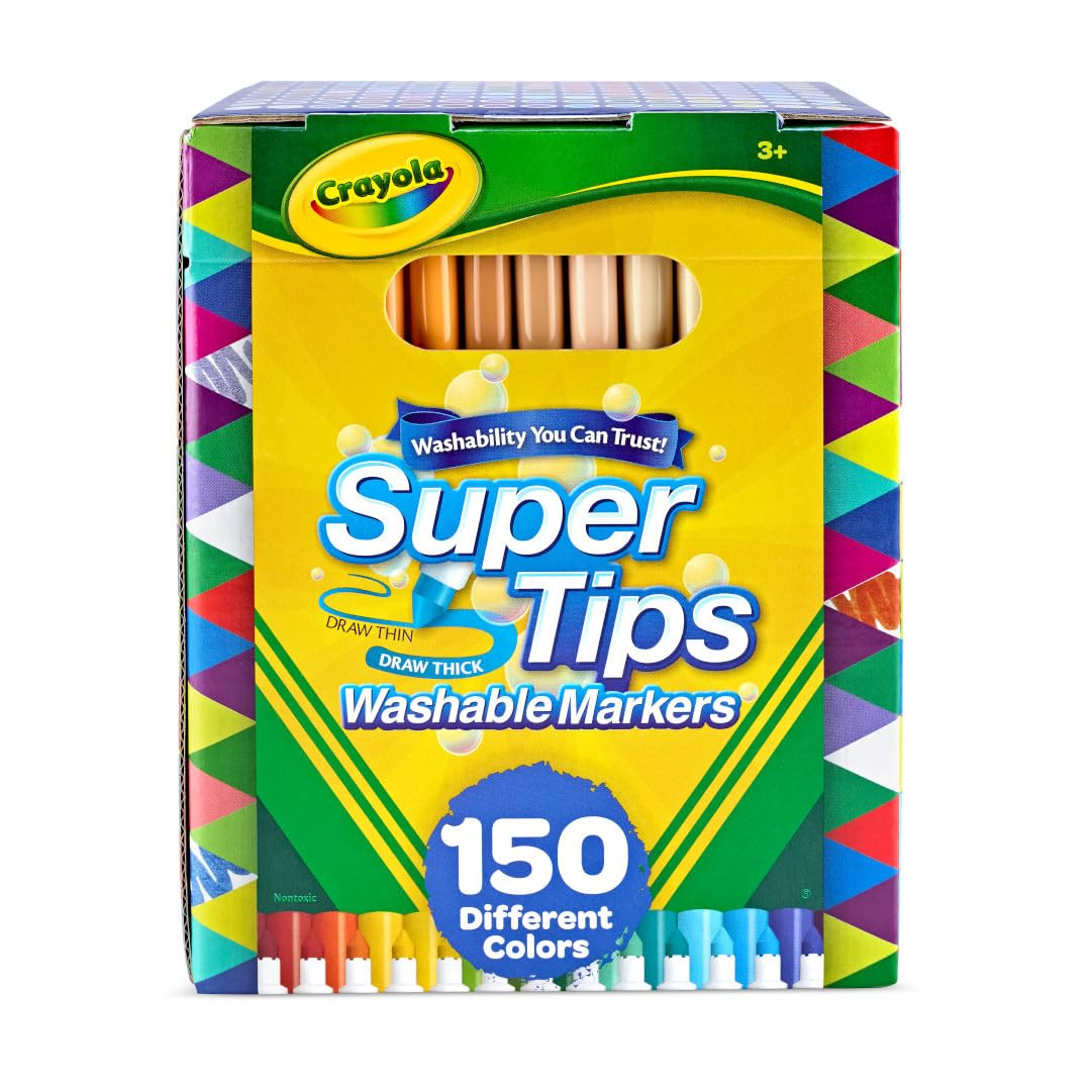 Crayola Super Tips Marker Set (150ct), 2-in-1 Fine Point & Broad Line Markers for Kids, for Kids,... | Amazon (US)