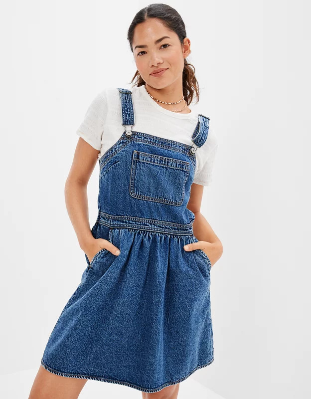 AE Denim Overall Mini Dress | American Eagle Outfitters (US & CA)