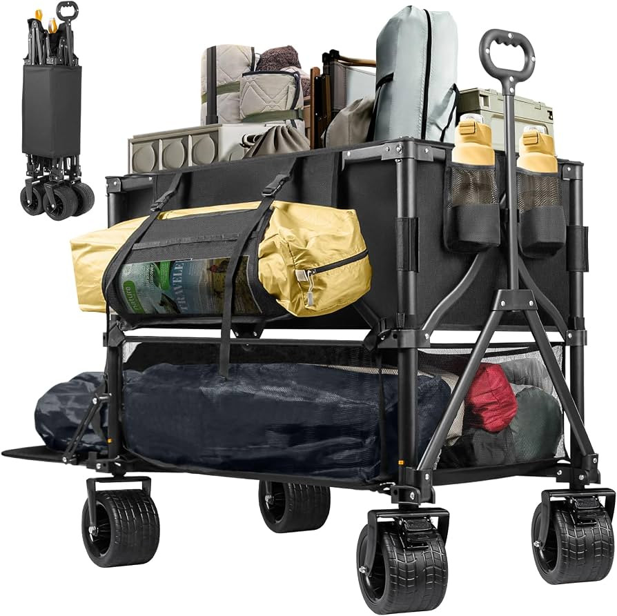 UNITON Double Decker Wagon 600lb Capacity & 400L Collapsible Sports Wagon with Big Wheels 54" Ext... | Amazon (US)