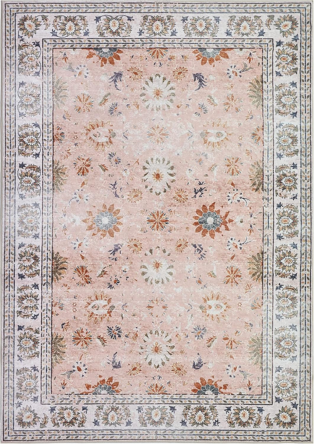 BRICHOEE Vintage Area Rugs 3x5 Feet Blush Thin Entryway Mats for Kitchen Foldable Indoor Machine ... | Amazon (CA)