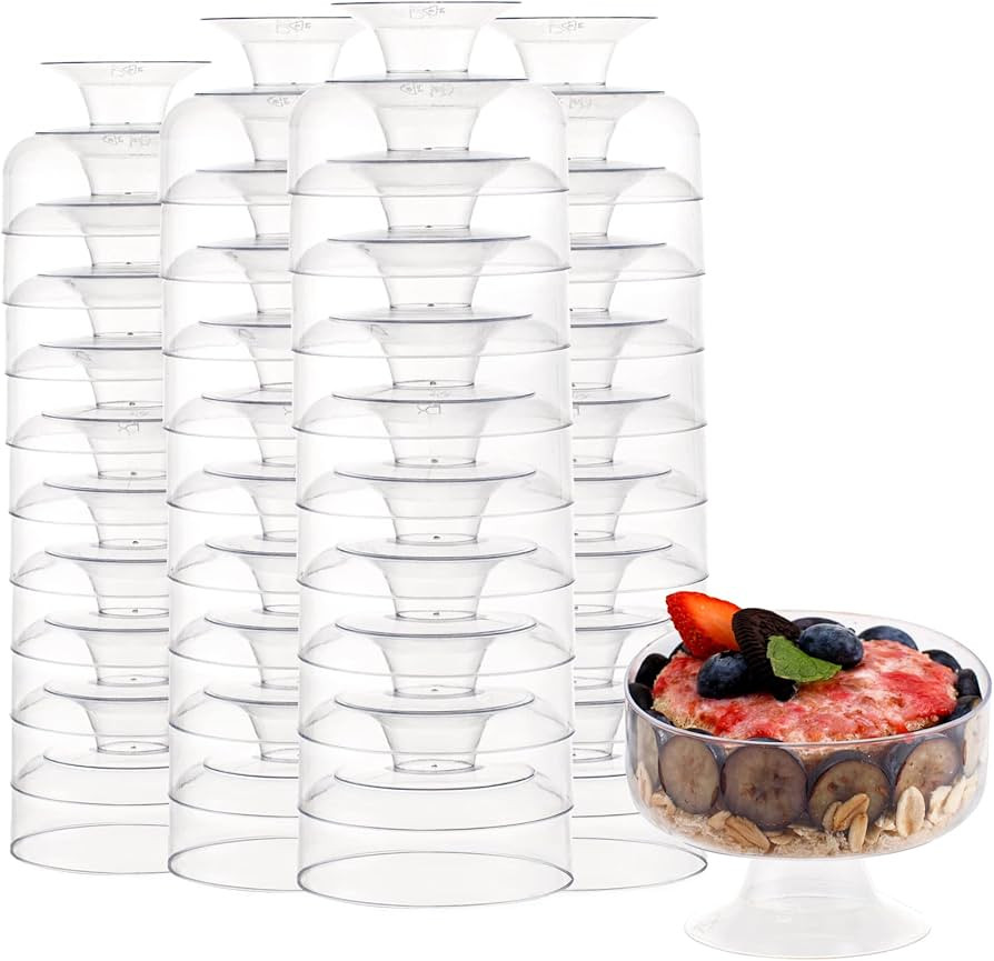 supernal 7oz Clear Dessert Cups,60 Pack Plastic Dessert Cups Serves 60 Guests,Ice Cream Cups Disp... | Amazon (US)