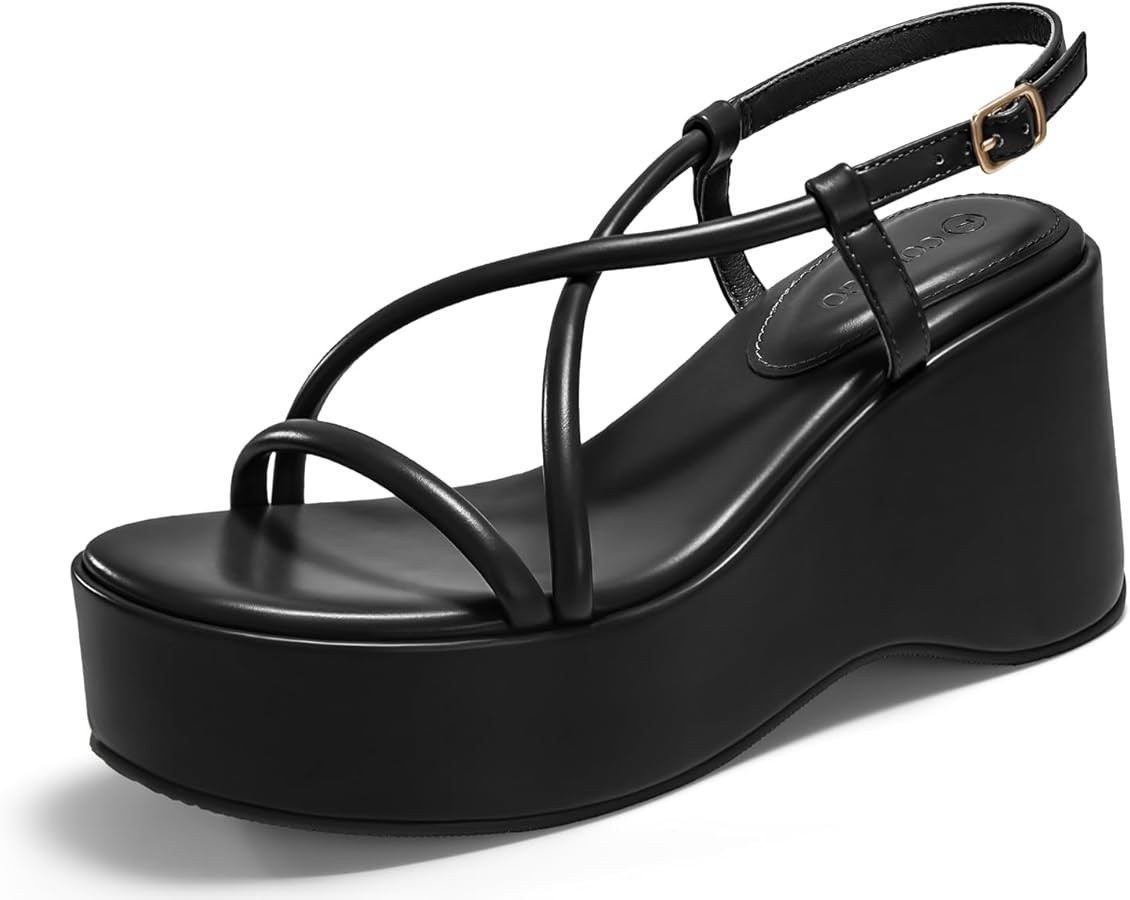 Coutgo Women's Platform Wedge Slingback Sandals | Amazon (US)