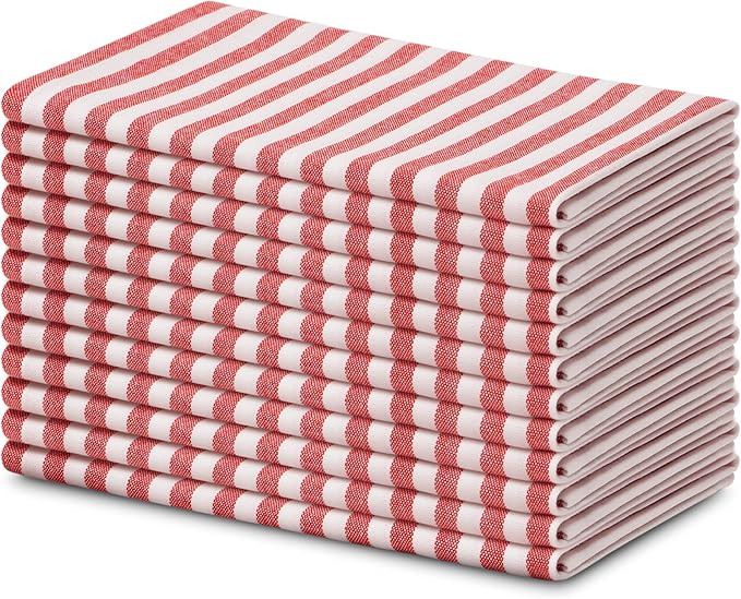 Blue Needles Set of 12 Striped Cloth Napkins 100% Cotton Dinner Table Napkins 18x18 inches, Soft,... | Amazon (US)