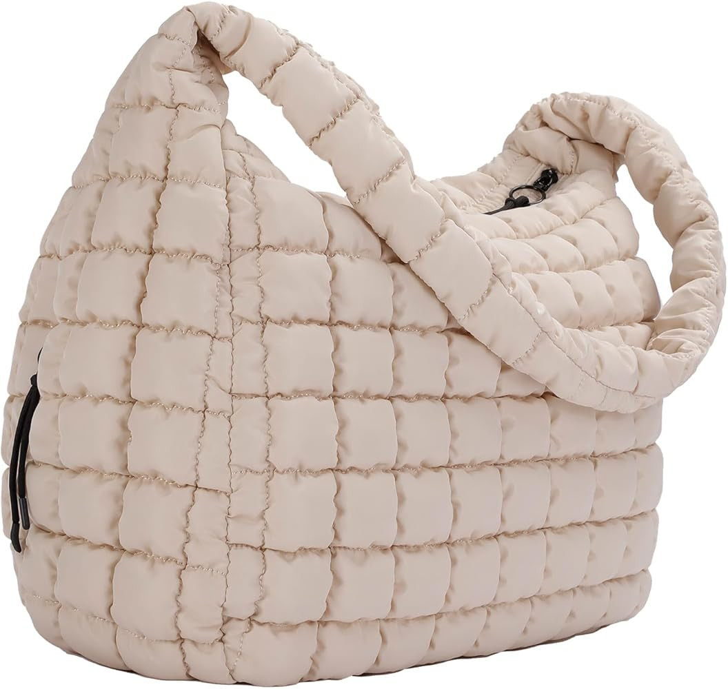 Quilted Tote Bag, Large Carryall Shoulder Hobo Bag, Lightweight Puffer Design | Amazon (US)