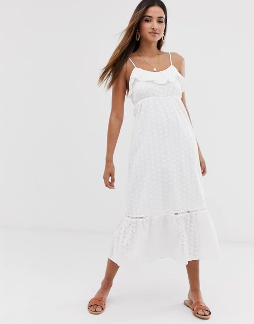 Stradivarius maxi dress in white | ASOS US