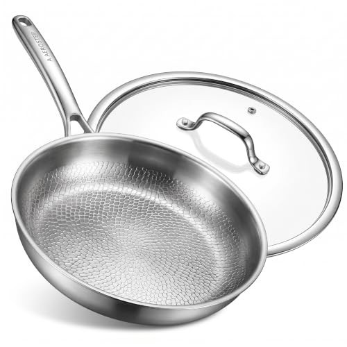 A AEROSTEEP 12-Inch Pure Titanium Dual-Sided Hammered Frying Pan with Lid – Premium Non-Toxic Skillet, PFAS, PFOA & PTFE Free, Dishwasher & Oven Safe, Induction Compatible | Amazon (US)