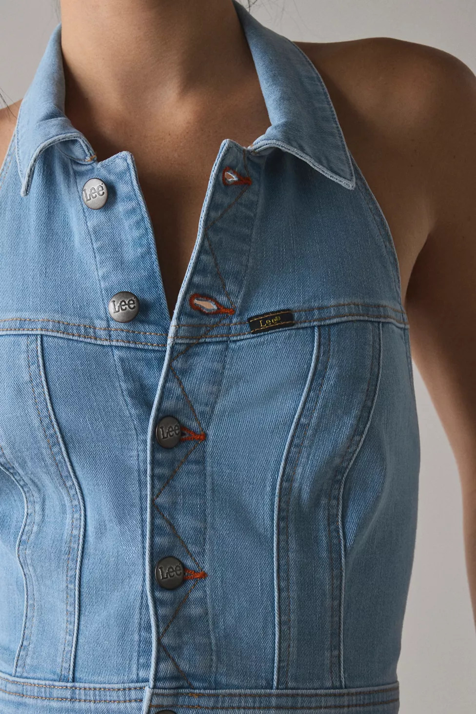 Lee Seamed Denim Halter Tank Top | Urban Outfitters (US and RoW)