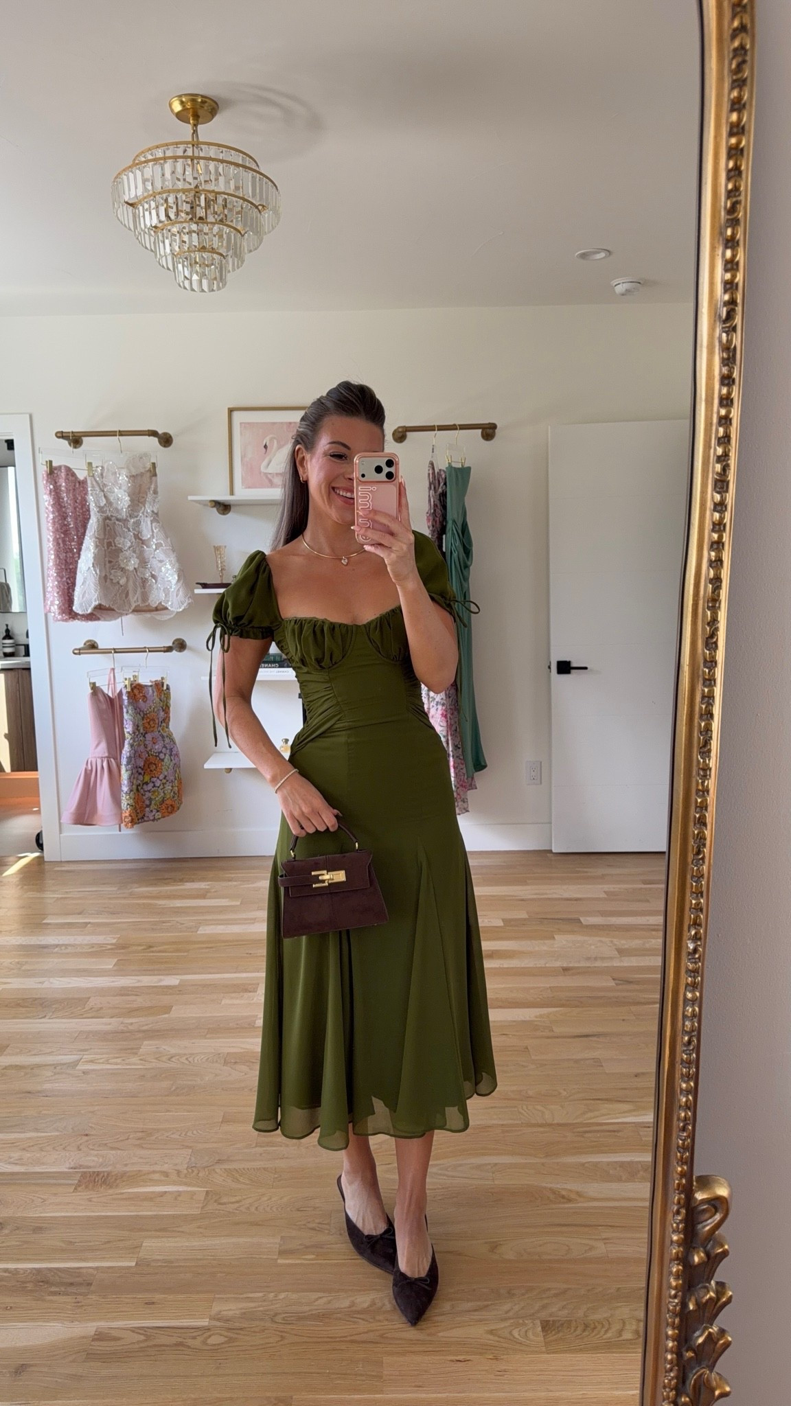 olive green midi with a ruffled sweetheart neckline, puff sleeves, and a fitted ruched waist fall wedding guest dress for every girl 💍

I’m 5’4” & wearing my usual smalls/2

fall wedding guest dresses, wedding guest dresses, cocktail dresses, semi-formal dresses, black tie wedding guest dresses, destination wedding guest dresses, garden party dresses, wedding guest outfit ideas, fall dresses, autumn dress

#LTKU #LTKgrwm #LTKWedding