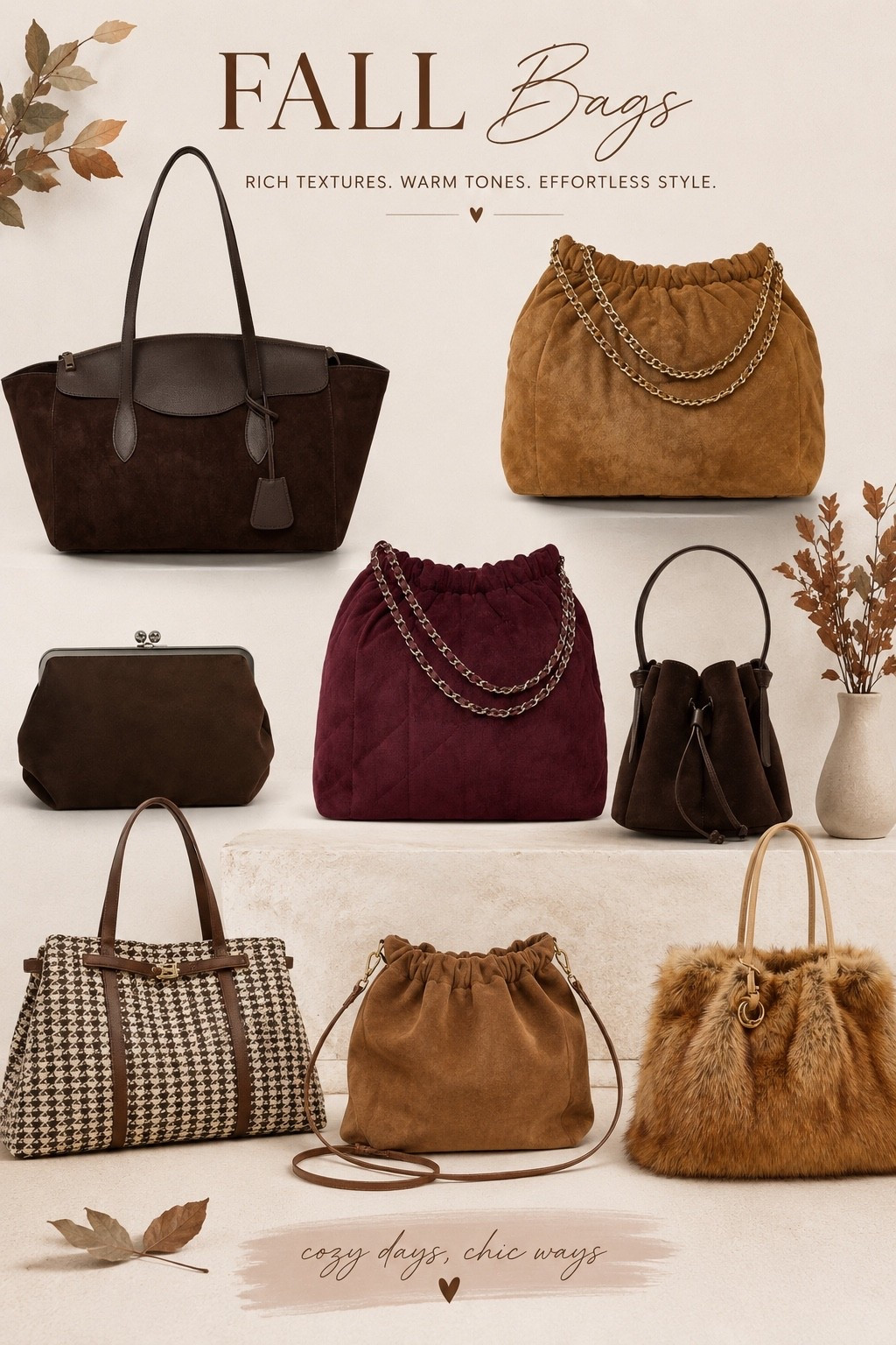 Fall bags you’re about to see everywhere 🍂🤎

Suede bags are having a major moment for Fall 2026, and we found some GOOD ones. Think chocolate brown, rich burgundy, warm camel, slouchy totes + chic little drawstring bags that instantly make an outfit feel more elevated.

These are the fall handbags that look expensive without the designer price tag 👀 We linked our favorites so you can shop the trend before they start selling out.

Which fall bag are you choosing — brown, burgundy or camel?

#LTKFinds #LTKStyleTip #LTKSeasonal #FallBags #SuedeBag #FallHandbags #FallFashion #FallStyle #FallTrends #ChocolateBrown #BurgundyBag #AffordableFashion #FashionFinds #HandbagTrends #FallAccessories

#LTKSeasonal #LTKOver40 #LTKmomlife