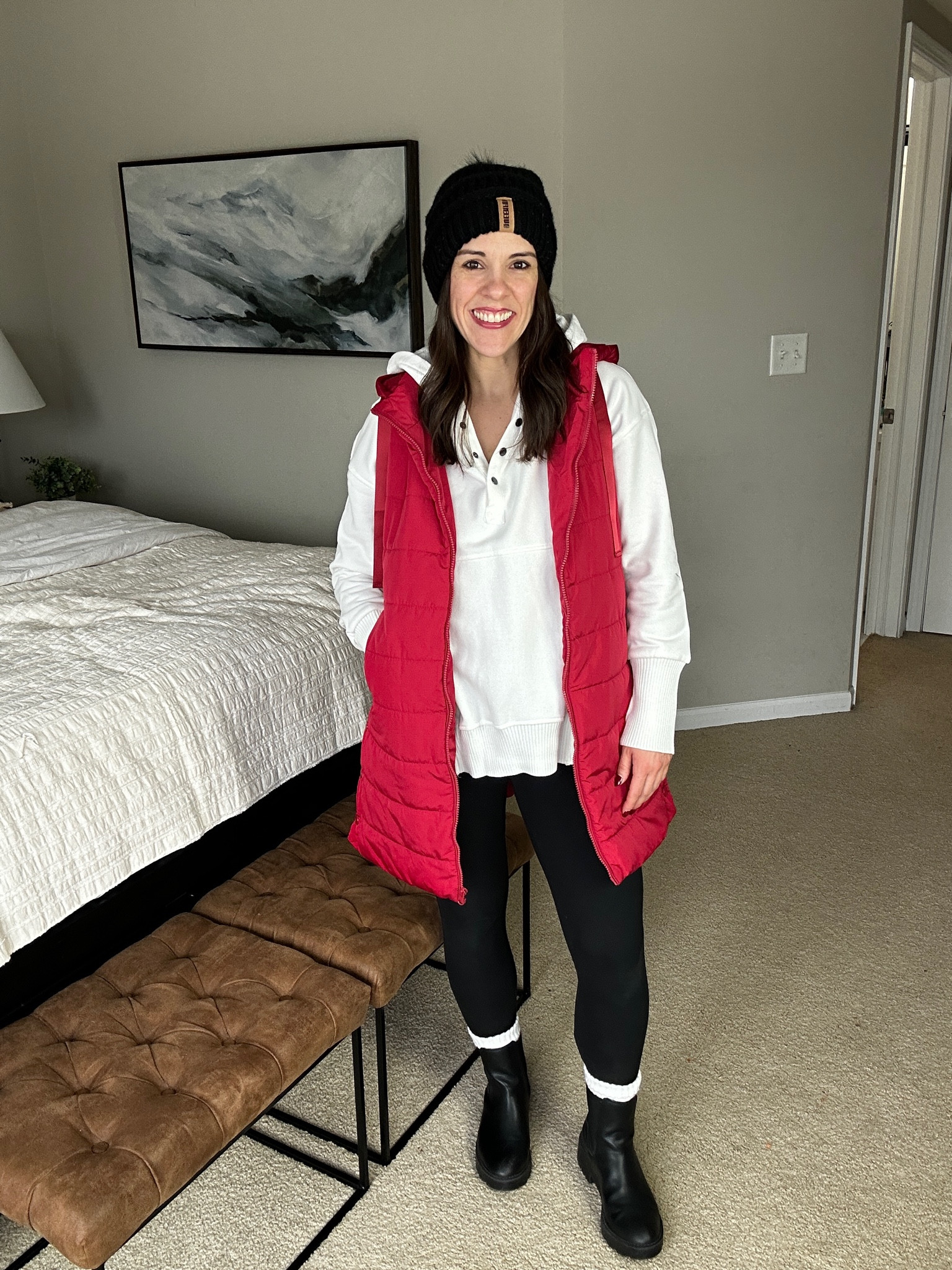 Wearing a small in everything. Boots fit TTS.

Casual winter outfit, women’s beanie, long puffer vest



#LTKStyleTip #LTKShoeCrush #LTKSeasonal
