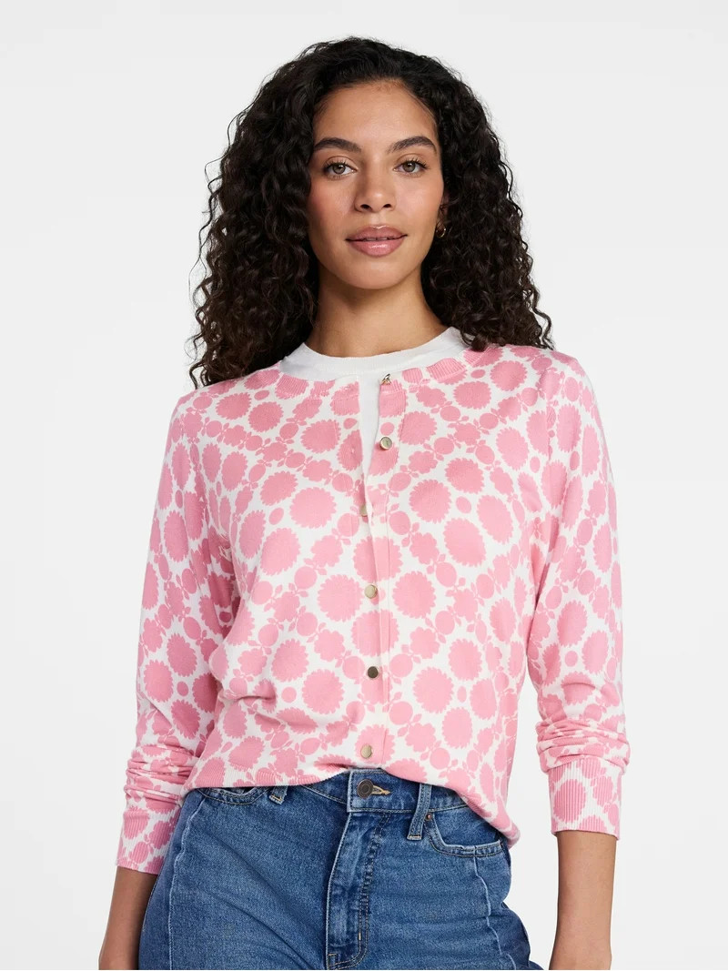 Time and Tru Women's Fine Gauge Cardigan Sweater with Long Sleeves, Lightweight, Sizes XS-XXXL | Walmart (US)