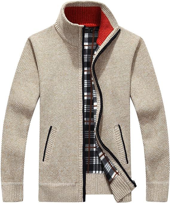 Yeokou Men's Casual Slim Full Zip Thick Knitted Cardigan Sweaters with Pockets | Amazon (US)