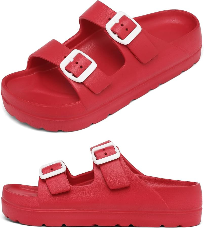 Womens Platform Sandals with Arch Support, Adjustable Buckle Beach Sandal Woman Comfort Lightweig... | Amazon (US)