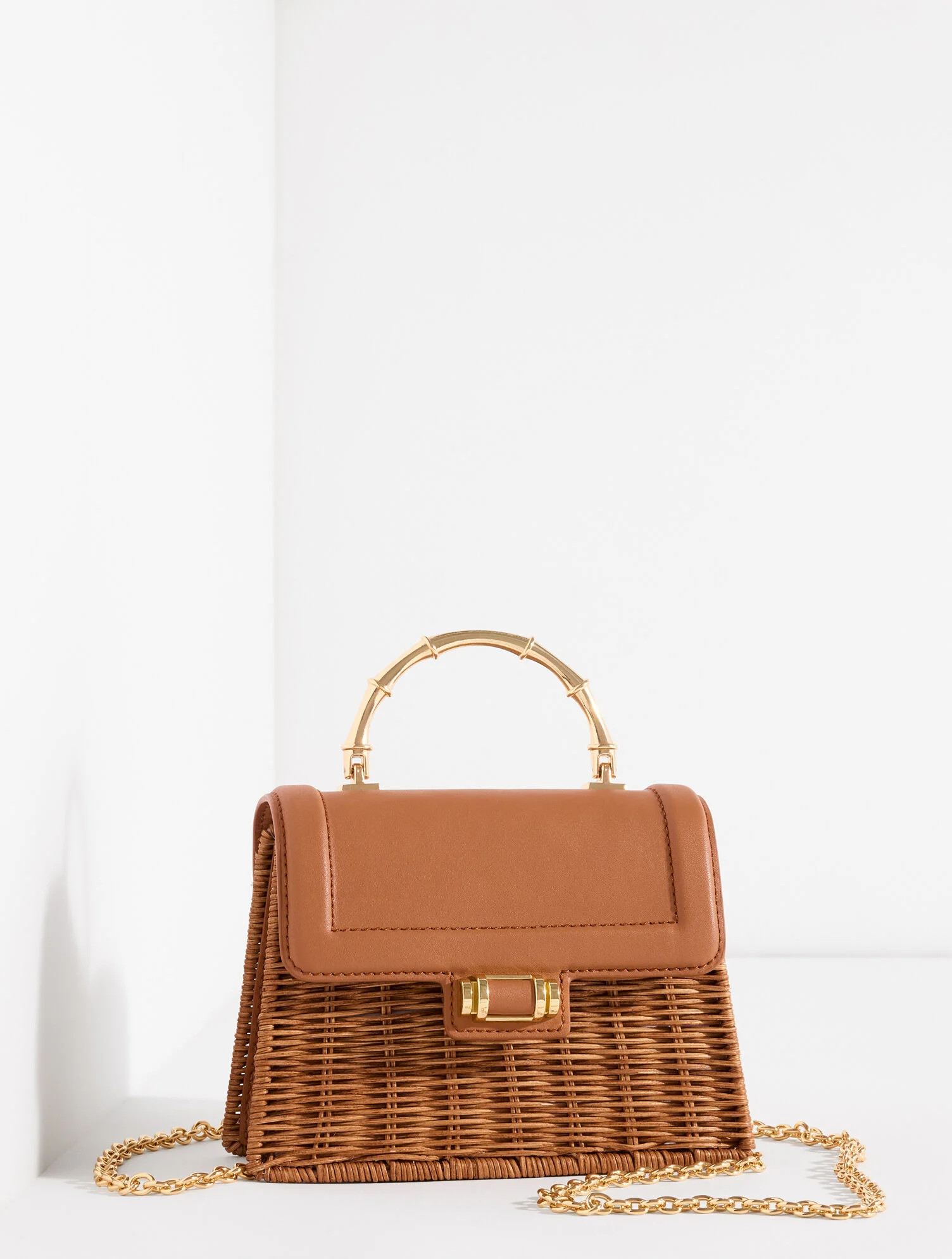Leather Trim Wicker Crossbody Bag | Talbots