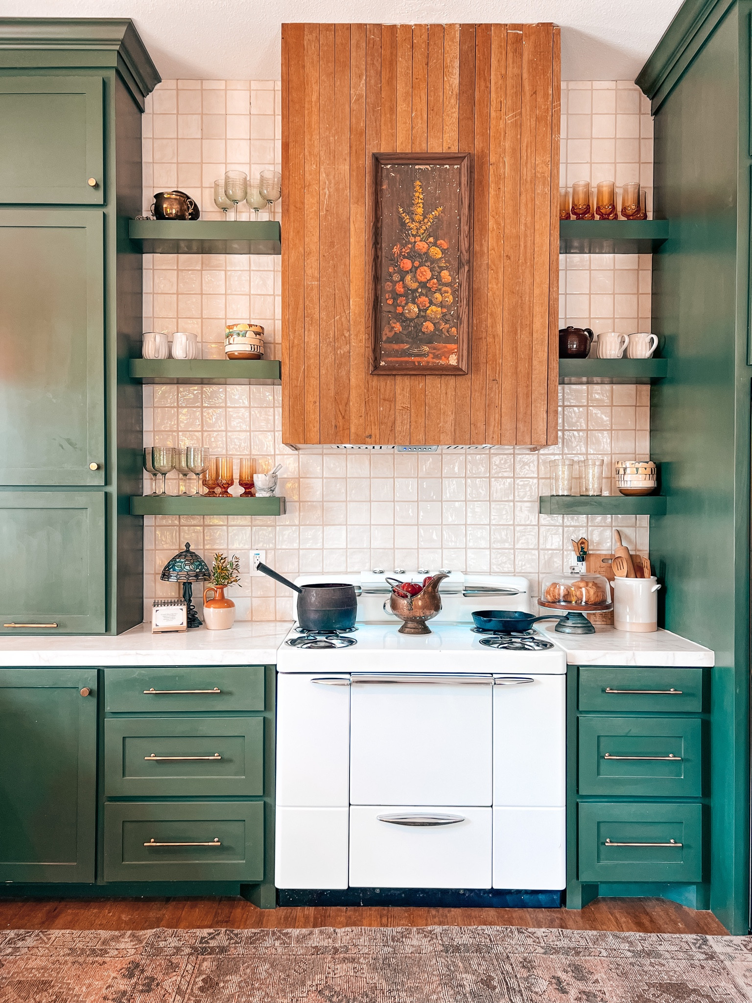 So my favorite color is green! 🌿

I feel like I often get odd looks when I say we live at the back of our venue… but we truly love it here. 

Follow me on liketoknowit where I have linked items from our little kitchen to shop. OH and our brass hardware is truly luxury quality and they are currently 20%off 

#styletip #designtips #interiordesigntips #smallkitchenideas #smallspaceideas #greencabinets #brasshardware #vintagerange #ooenshelves #oneofakinddesign #recycledmaterials #diybacksplash #housebeautiful 

#LTKsalealert #LTKFind #LTKhome