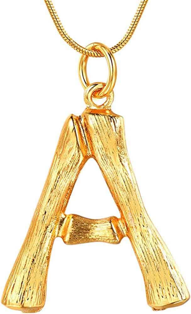 FOCALOOK Statement Bamboo Necklace 18K Gold Plated Big Bamboo Letter Pendant Necklace (With Gift Box | Amazon (US)