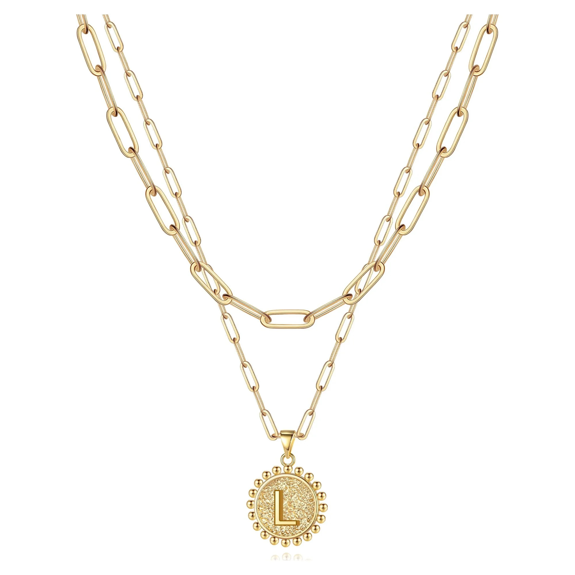 TINGN Gold Initial Necklaces for Women Girls 14K Gold Plated Dainty Layering Paperclip Link Chain... | Walmart (US)