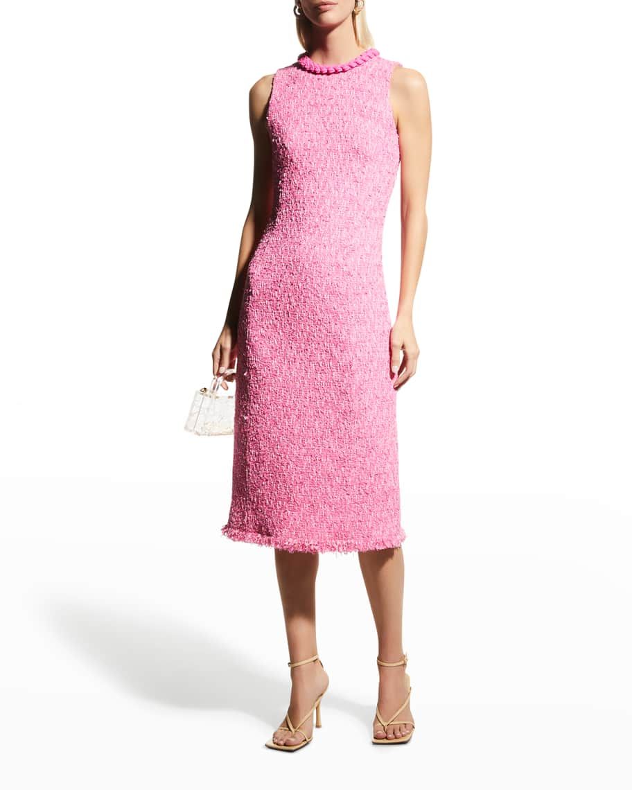 Oscar de la Renta Braided Tweed Midi Dress | Neiman Marcus