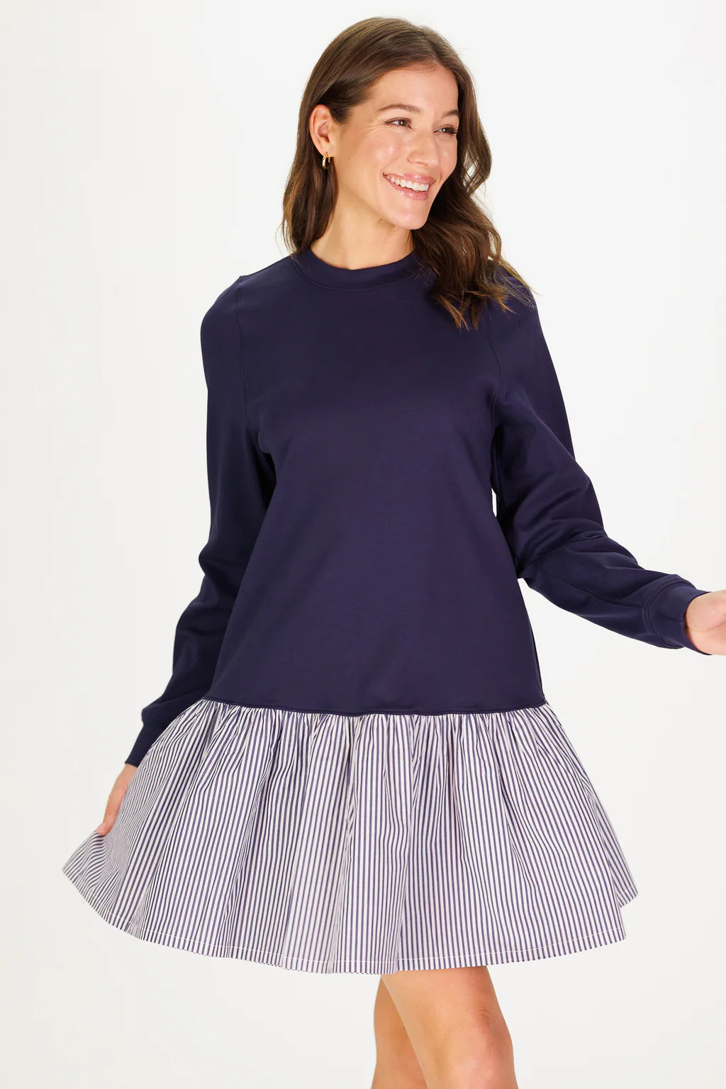 Marisol Dress in Navy/Navy & White Stripe | Duffield Lane