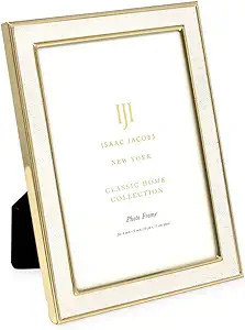 Isaac Jacobs 4x6 White Textured Leather (Vertical & Horizontal) & Gold Metal Picture Frame, with ... | Amazon (US)
