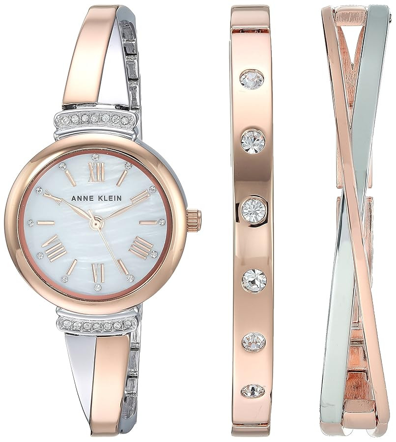 Anne Klein Women's Premium Crystal Accented Bangle Watch Set, AK/2245 | Amazon (US)