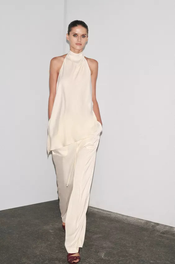 ZW COLLECTION SATIN HALTER TOP | Zara UK