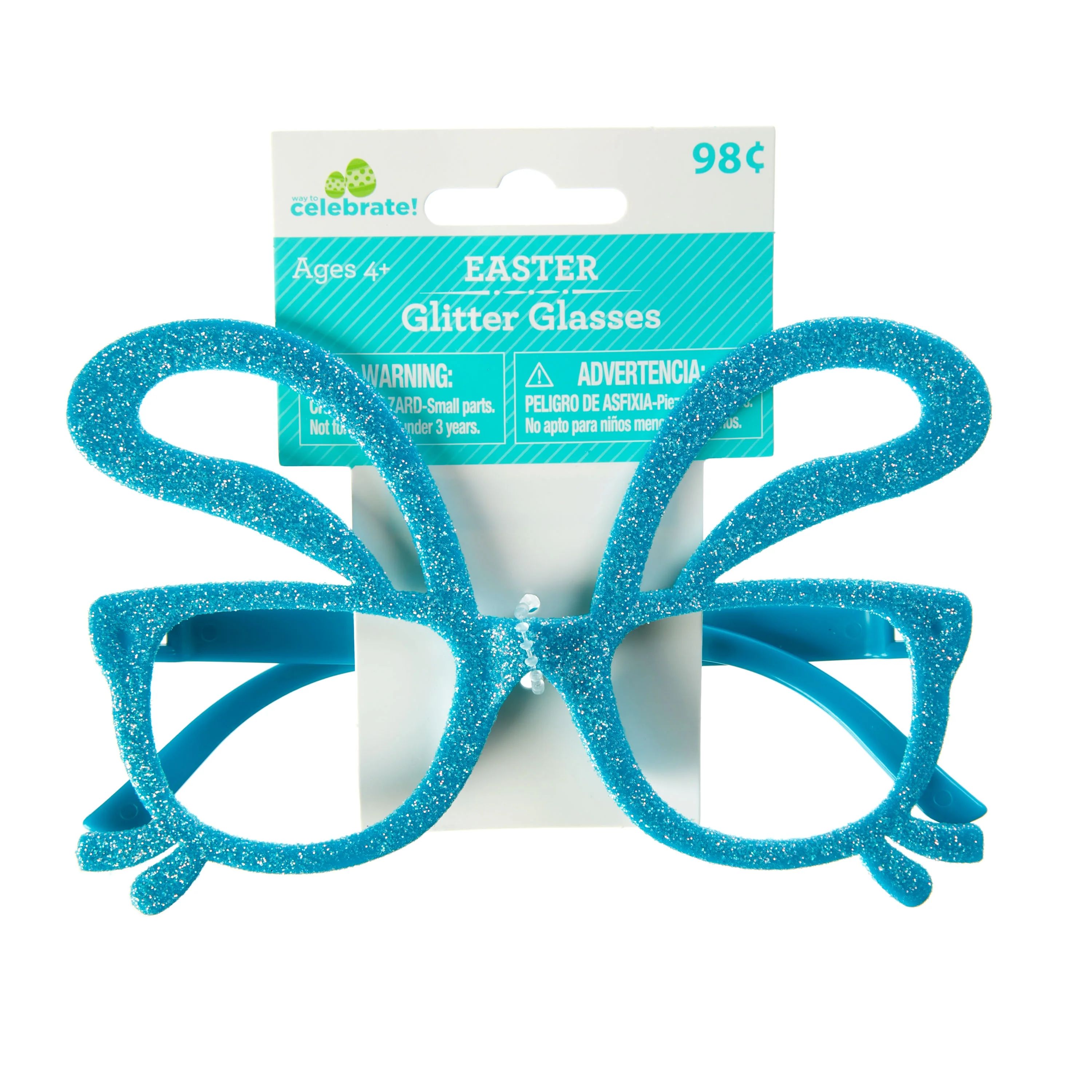 Way To Celebrate Easter Glitter Glasses, Blue | Walmart (US)