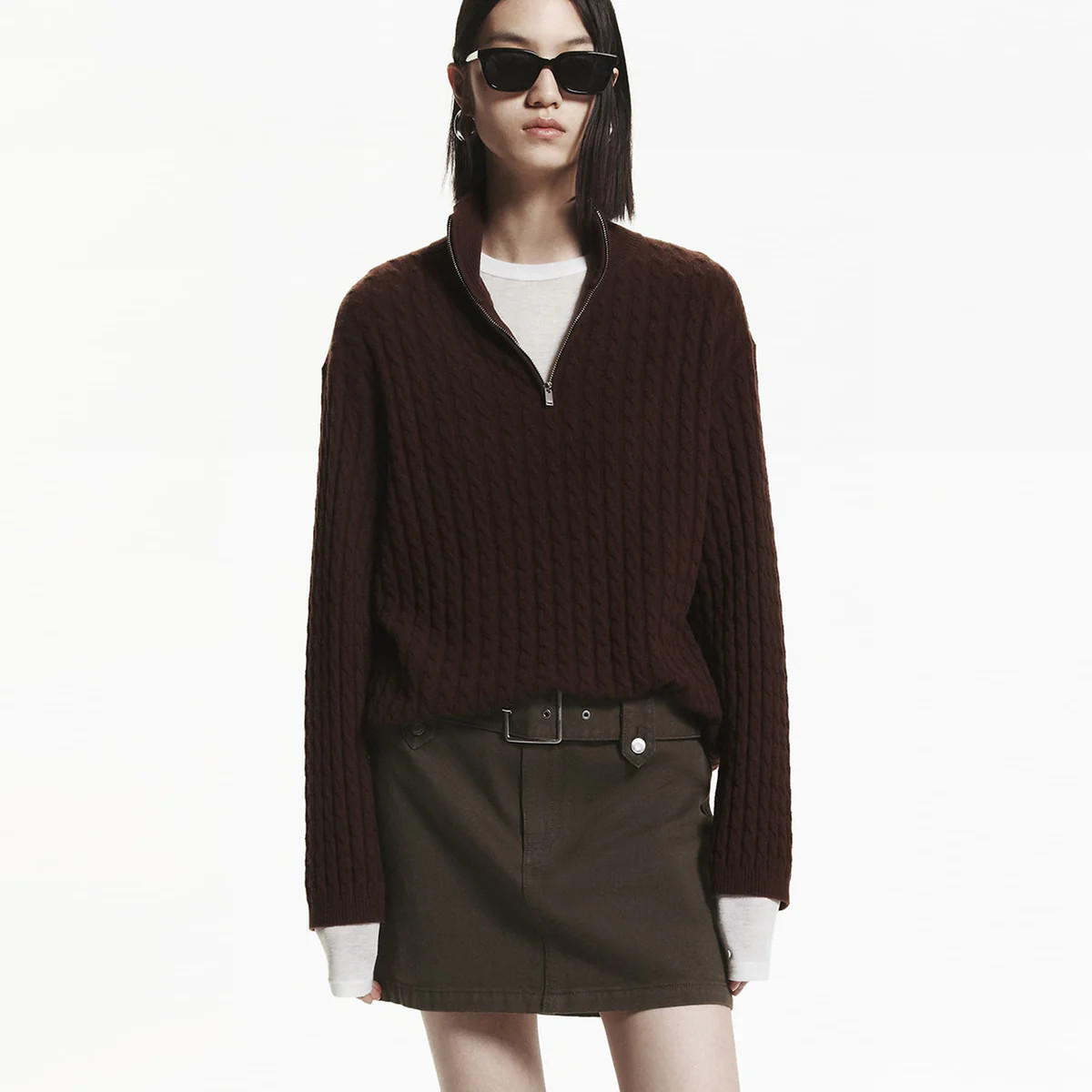 MO&Co. Women's Loose Cable Knit Sweater | MO&Co.