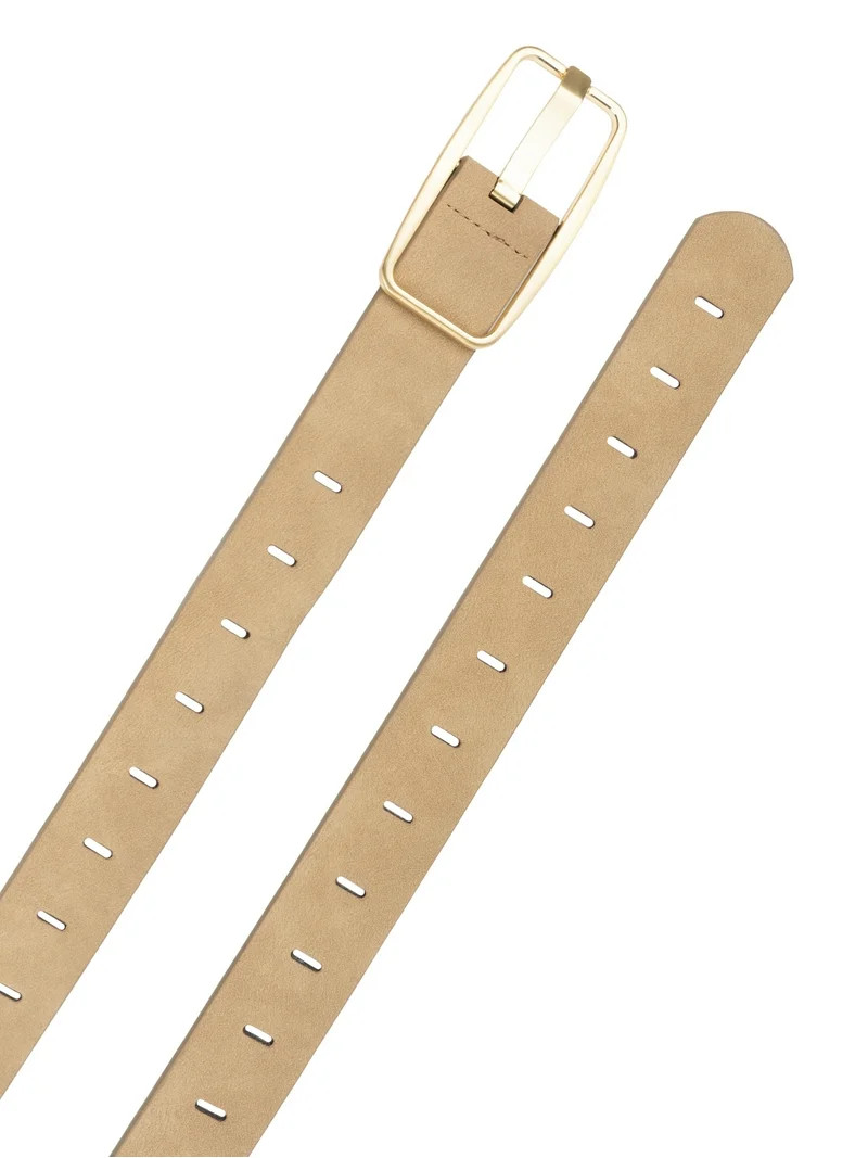 Time and Tru Women's Slotted Perforated Suede Belt, Camel | Walmart (US)