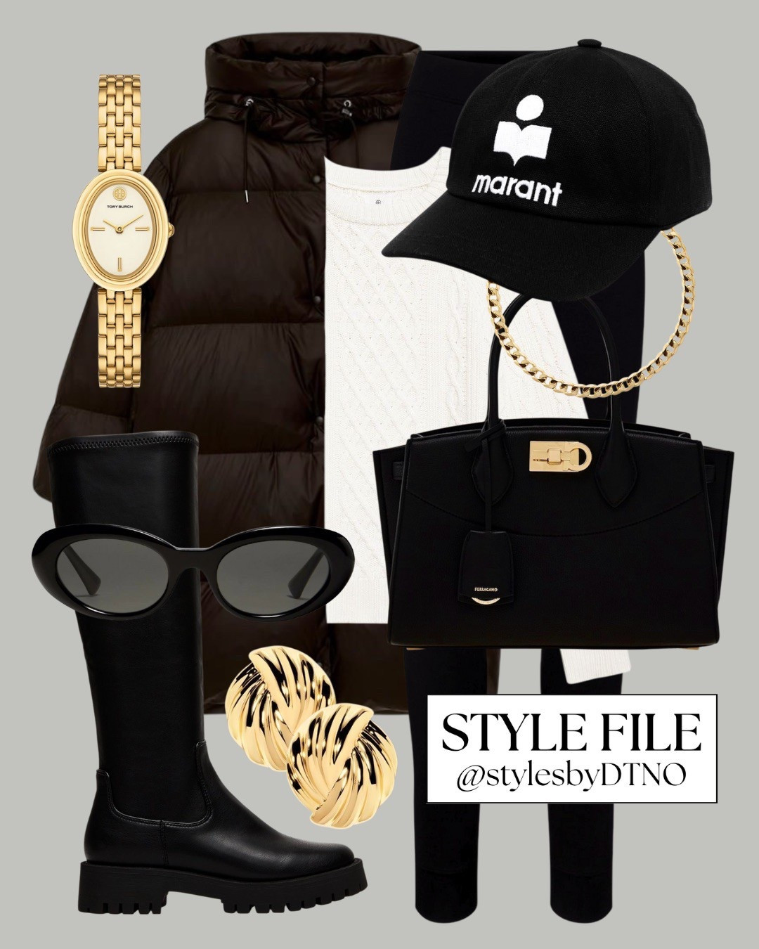 Styling a chocolate brown puffer coat with an Anine Bing ivory cable knit sweater, black high rise leggings, Steve Madden Chelsea lug knee high boots, and a Ferragamo tote bag (affordable alternatives are listed below)

Tags: Winter Outfit, Minimalist Fashion, Capsule Wardrobe 2026, OOTD, Look For Less, Elevated Casual, Neutral Fashion, Outfit Ideas, Everyday Outfit, High Street Fashion, What To Wear, Errand Run Outfit, 

#LTKSeasonal #LTKootd